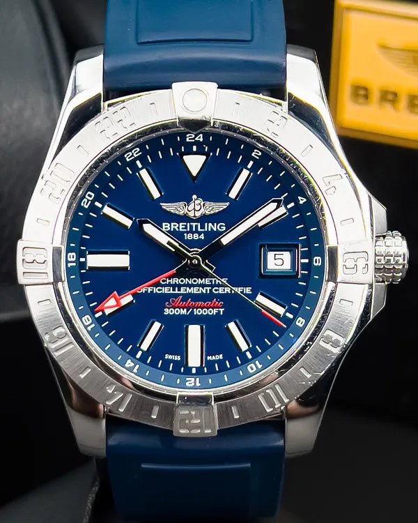 2017 Breitling Avenger II GMT 43MM Blue Dial Rubber Strap (A3239011/C872)