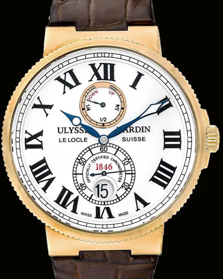 Ulysse Nardin Marine Chronometer 43MM White Dial Leather Strap (266-67)