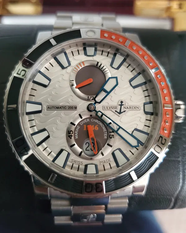Ulysse Nardin Marine Maxi Diver 45MM White Dial Steel Bracelet (263-90)