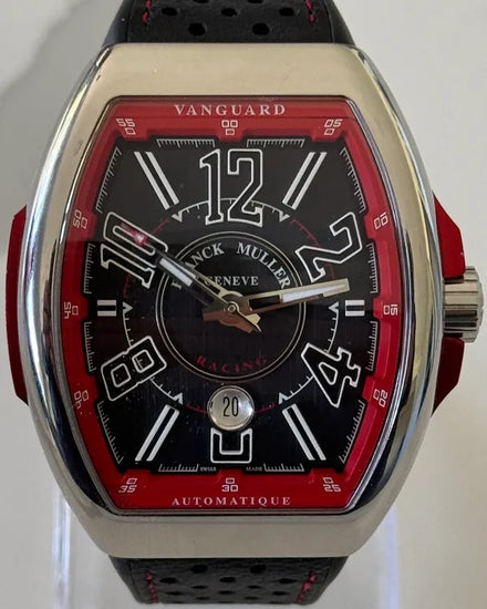 Franck Muller Vanguard Racing 44MM Black Dial Leather Strap (V45 SC DT RCG)