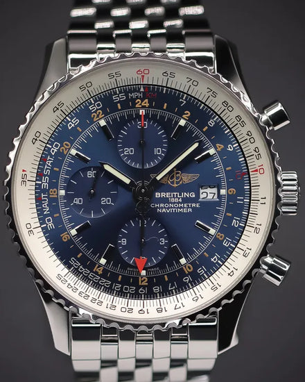 2018 Breitling Navitimer World GMT 46MM Blue Dial Steel Bracelet (A24322)