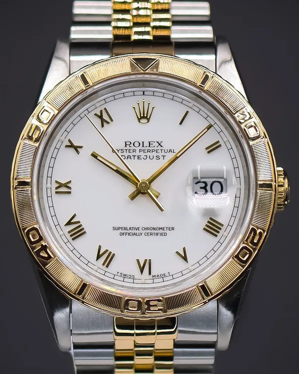 1993 (S Serial) Rolex Datejust Turn-O-Graph 36MM White Dial Two-Tone Jubilee Bracelet (16263)