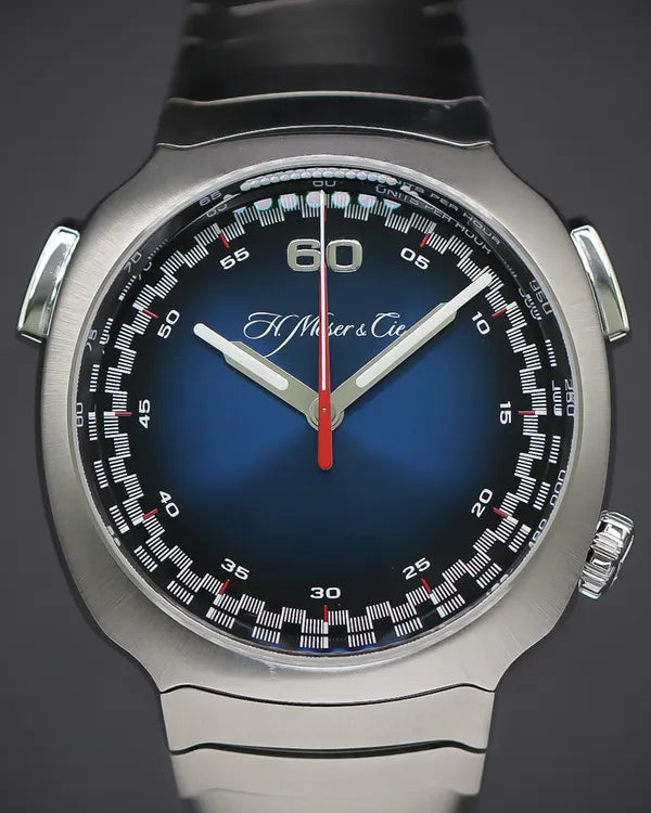 2022 H. Moser & Cie Streamliner Flyback Chronograph 42MM Blue Dial Steel Bracelet (6902-1201)