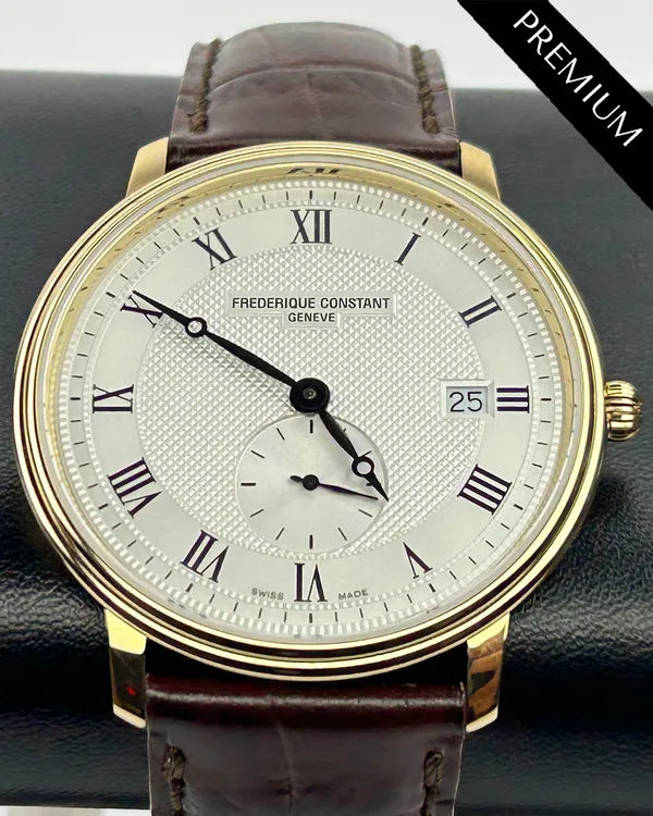 No Reserve - Frederique Constant Slimline Gents 39MM Quartz Silver Dial Leather Strap (FC-245M5S5)