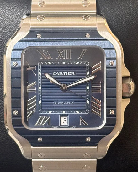 2022 Cartier Santos De Cartier 39.8MM Blue Dial Steel Bracelet (WSSA0048)