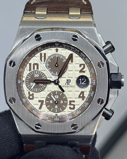 Audemars Piguet Royal Oak Offshore 42MM Ivory "Safari" Dial Leather Strap (26470ST.OO.A801CR.01)