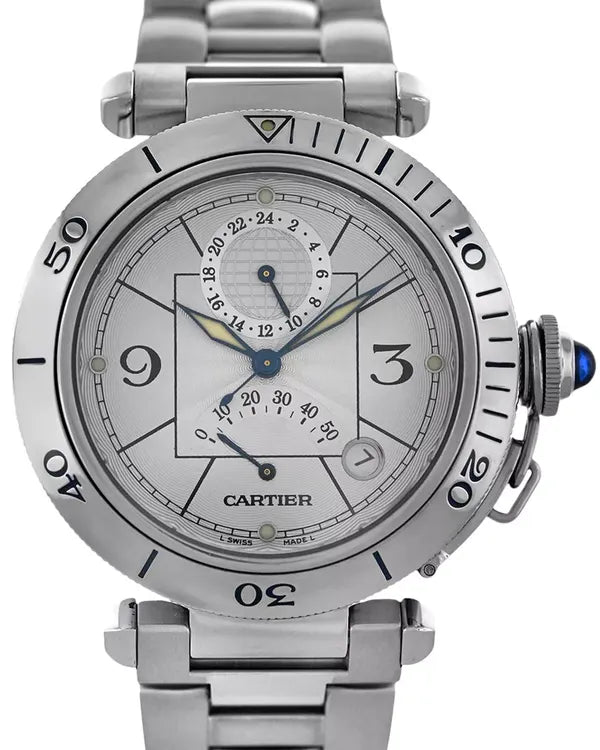 Cartier Pasha De Cartier 38MM Silver Dial Steel Bracelet (W31037H3)