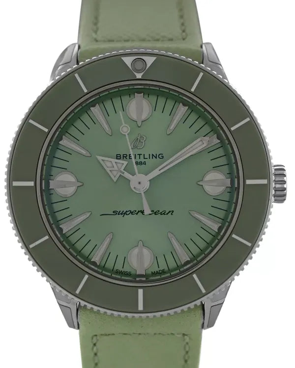 Breitling Superocean Heritage 38MM Green Dial Leather Strap (A10340361L1X1)