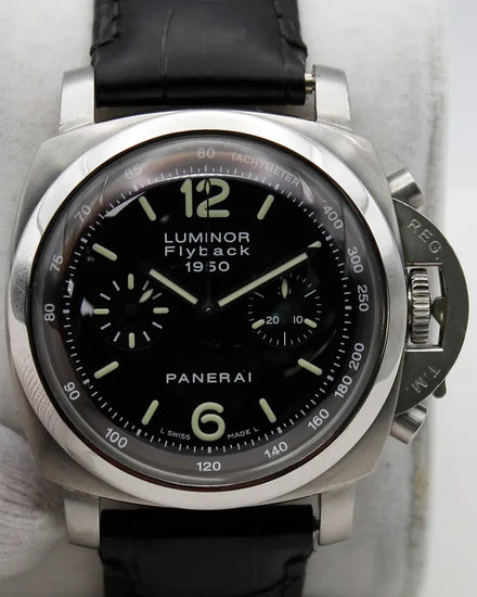 2006 Panerai Luminor 1950 3 Days Chrono Flyback 44MM Black Dial Leather Strap (PAM00212)