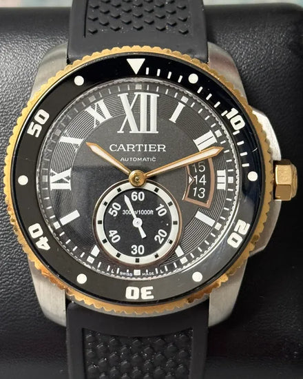 Cartier Calibre de Cartier 42MM Black Dial Rubber Strap (W7100055)