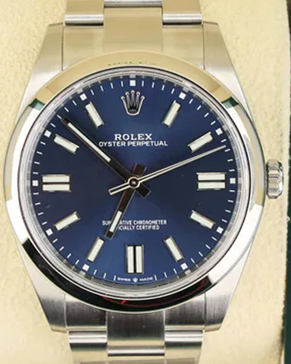 2022 Rolex Oyster Perpetual 41MM Blue Dial Oyster Bracelet (124300)