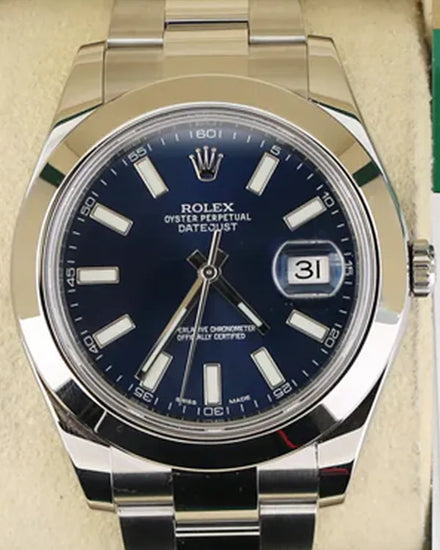 2014 Rolex Datejust II 41MM Blue Dial Oyster Bracelet (116300)