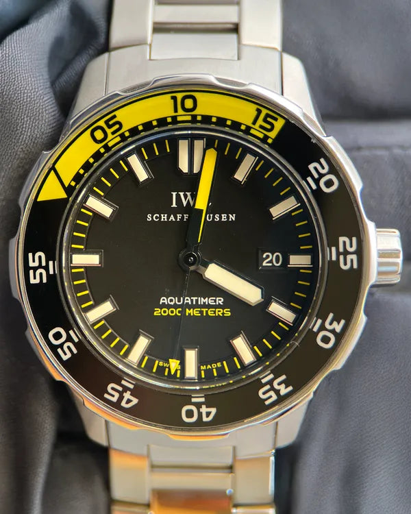 IWC Schaffhausen Aquatimer 44MM Black Dial Steel Bracelet (IW356801)