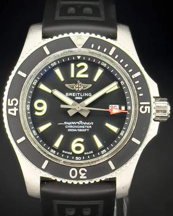 2021 Breitling Superocean 44MM Black Dial Rubber Strap (A17367D71B1S1)