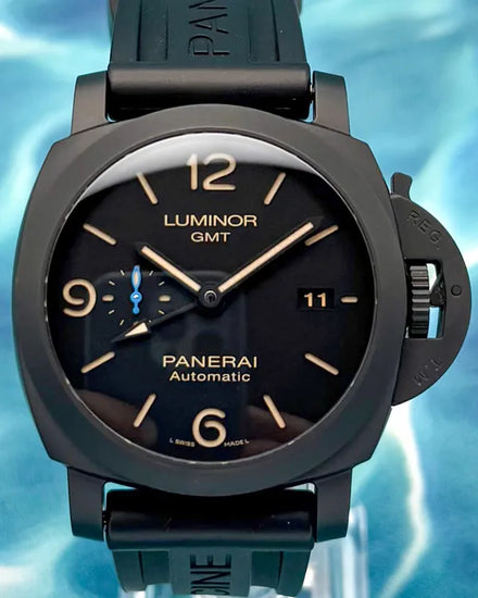 2021 Panerai Luminor 1950 3 Days GMT 44MM Black Dial Rubber Strap (PAM01441)