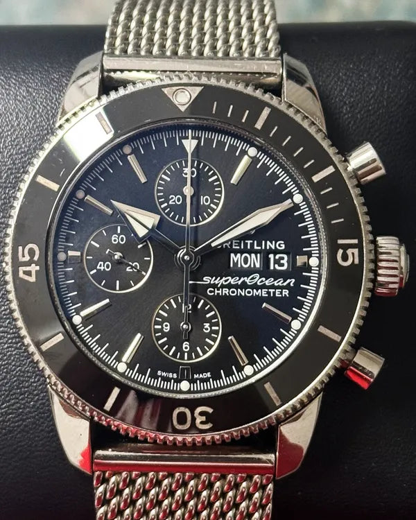 Breitling Superocean Heritage Chronograph 44MM Black Dial Steel Bracelet (A13313)