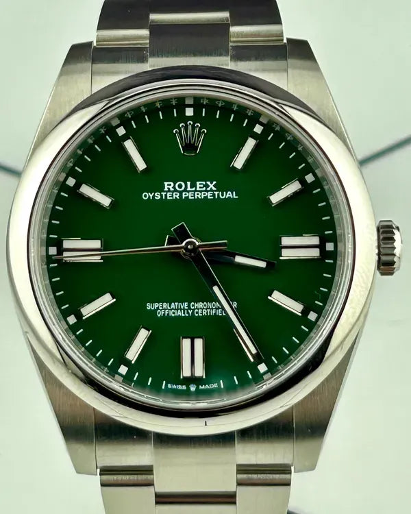 2022 Rolex Oyster Perpetual 41MM Green Dial Oyster Bracelet (124300)