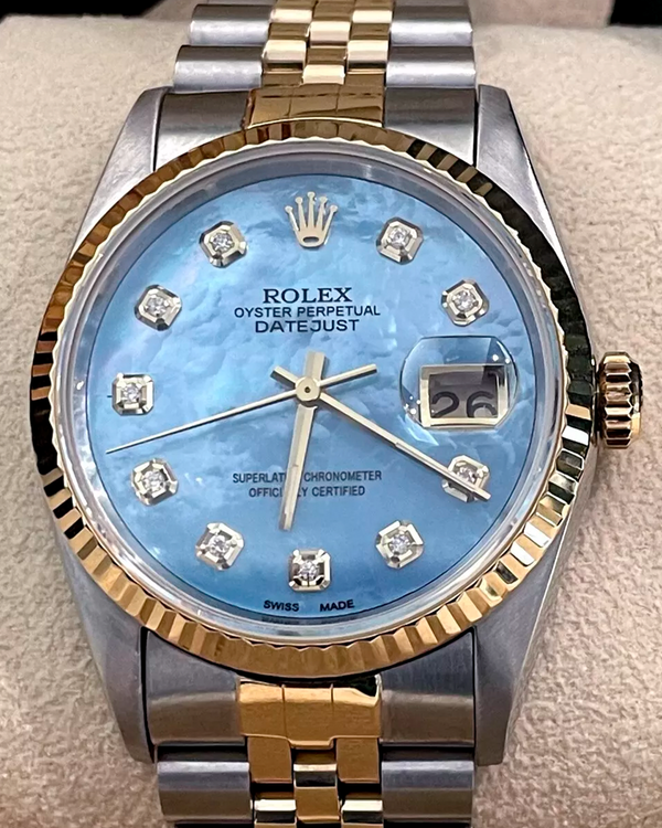Rolex Datejust 36MM Aftermarket Mother of Pearl Dial Two-Tone Jubilee Bracelet (16233)