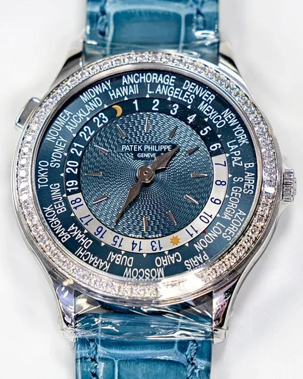 Patek Philippe World Time Complications 36MM Blue Dial Leather Strap (7130G-016)