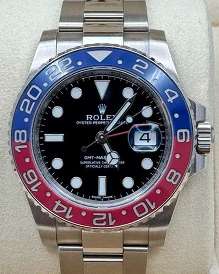 2015 Rolex GMT-Master II "Pepsi" 40MM Black Dial White Gold Oyster Bracelet (116719BLRO)