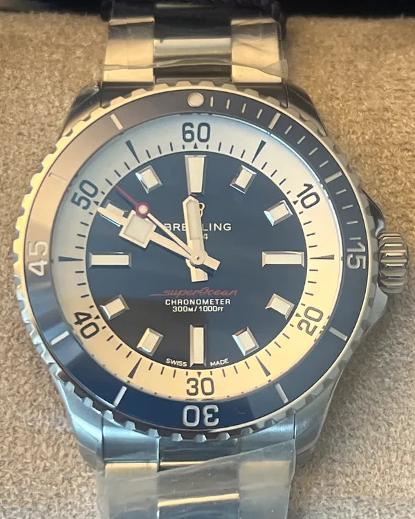 2025 Breitling Superocean 42MM Blue Dial Steel Bracelet (A17375E71C1A1)