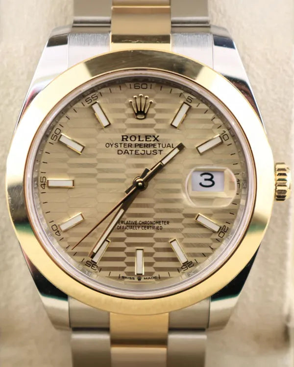 2024 Rolex Datejust 41MM Champagne "Fluted Motif" Dial Two-Tone Oyster Bracelet (126303)