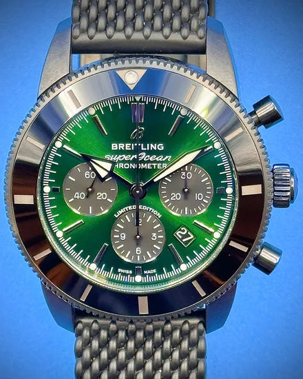 2021 Breitling Superocean Heritage B01 Chronograph L.E. 44MM Green Dial Rubber Strap (MB0162)