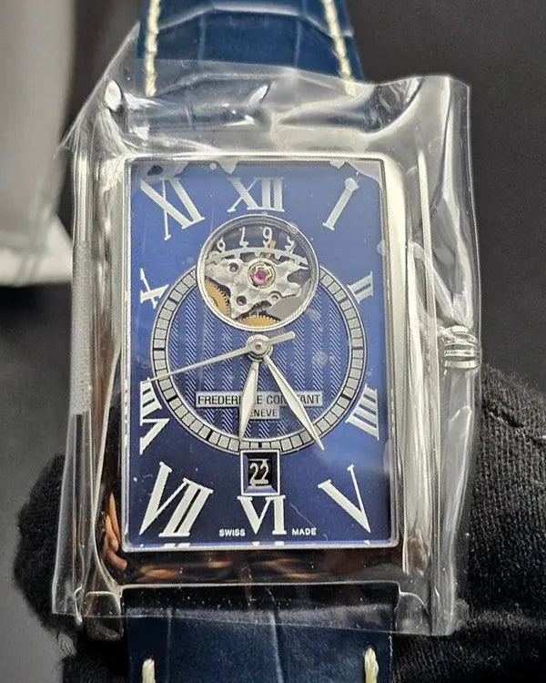 No Reserve - Frederique Constant Classics Carree 47MM Blue Dial Leather Strap (FC-315DNS4C26)