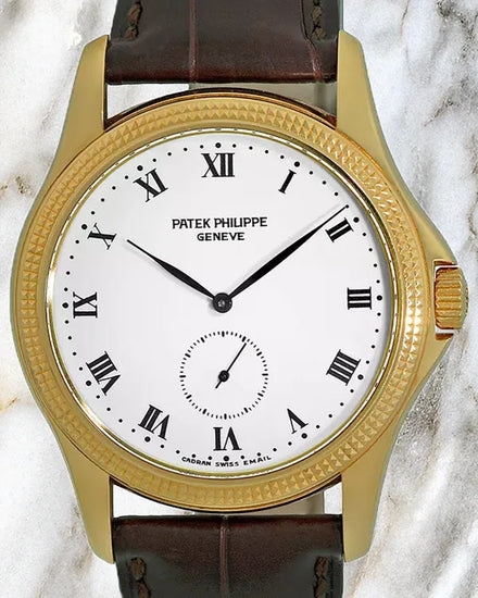 Patek Philippe Calatrava 35MM White Dial Leather Strap (5115J-001)