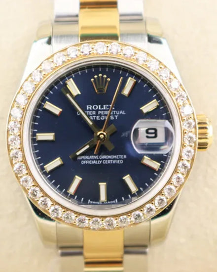 2007 (Z Serial) Rolex Lady-Datejust 26MM Blue Dial Two-Tone Oyster Bracelet (179173)