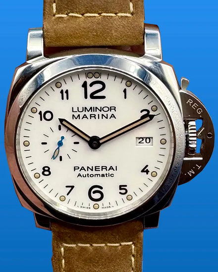2018 Panerai Luminor Marina 1950 3 Days 44MM White Dial Leather Strap (PAM01499)