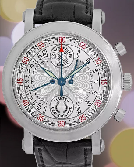 Franck Muller Bi-Retro Chronograph 41MM Silver Dial Leather Strap (7000 CC B)