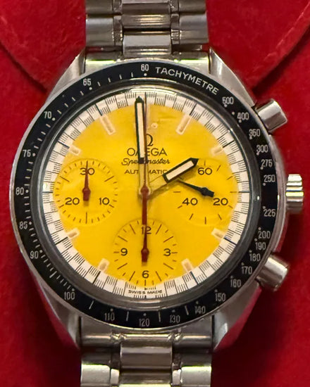 Omega Speedmaster Reduced "Michael Schumacher" 39MM Yellow Dial Steel Bracelet (3510.12.00)