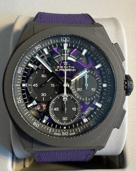 2023 Zenith Defy El Primero 21 Ultraviolet 44MM Skeleton Dial Textile Strap (97.9001.9004/80.R922)