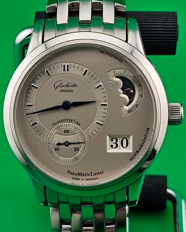 Glashütte Original PanoMaticLunar 39MM Silver Dial Steel Bracelet (90-02-02-02-14)