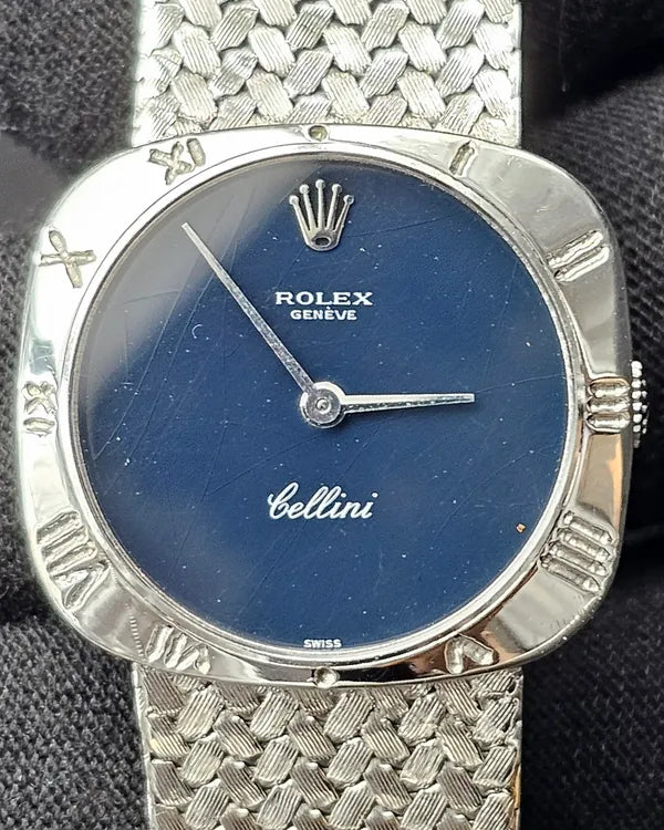 Rolex Cellini Cellissima 25MM Blue Dial White Gold Bracelet (3817)