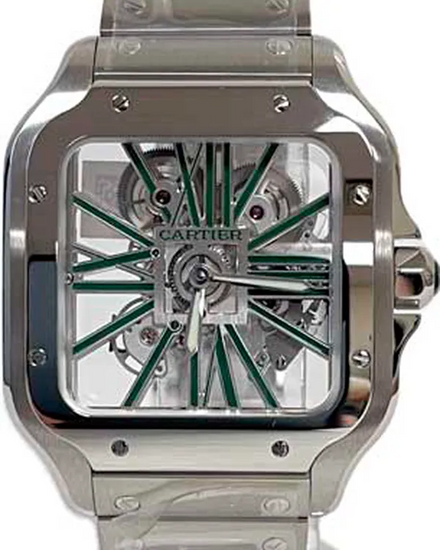 Cartier Santos De Cartier 39.8MM Skeleton Dial Steel Bracelet (WHSA0028)