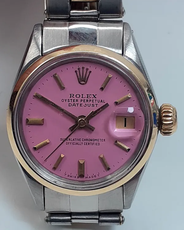 Rolex Lady-Datejust 26MM Aftermarket Pink Dial Two-tone Oyster Bracelet (6517)