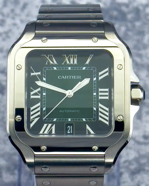 2023 Cartier Santos De Cartier 40MM Green Dial Steel Bracelet (WSSA0062)