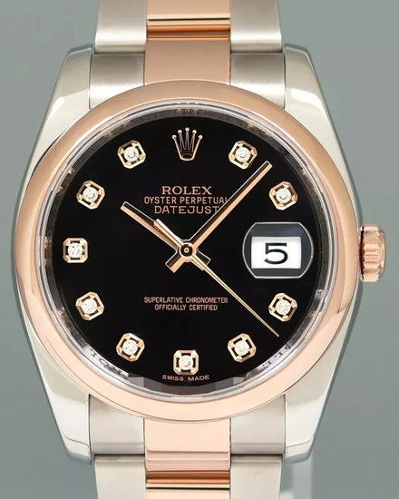 Rolex Datejust 36MM Black Dial Two-Tone Oyster Bracelet (116201)