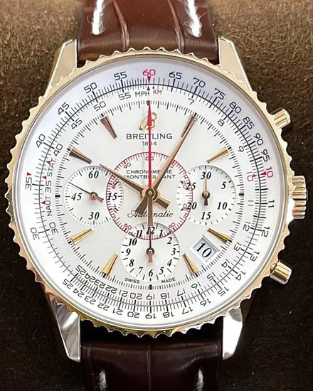 Breitling Montbrillant L.E. 40MM Silver Dial Leather Strap (RB0130)