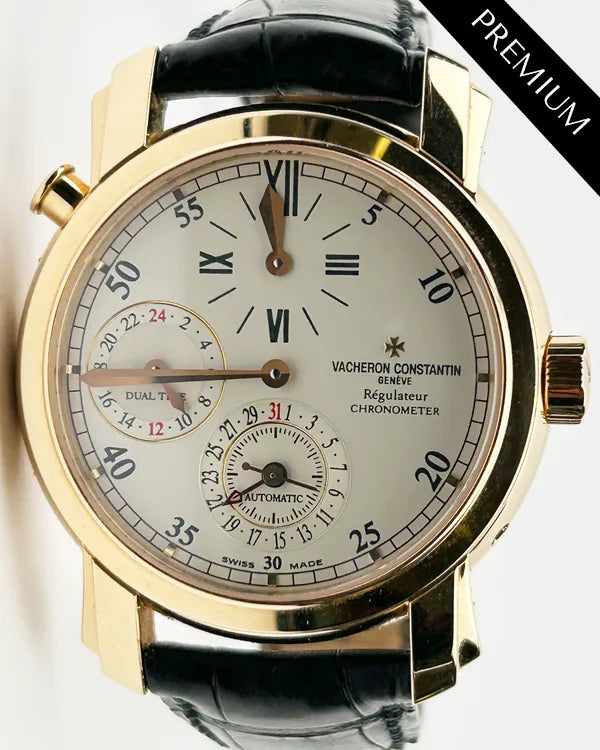Vacheron Constantin Malte Dual Time 39MM Silver Dial Leather Strap (42005/000R)