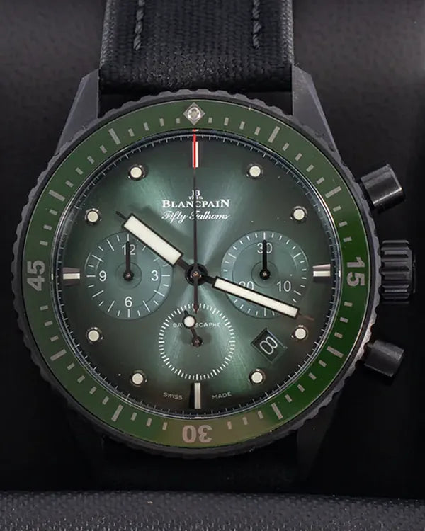 Blancpain Fifty Fathoms Bathyscaphe 43.6MM Green Dial Textile Strap (5200-0153-B52A)