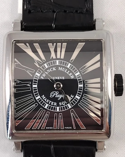 Franck Muller Master Square "Playa" 30MM Quartz Black Dial Leather Strap (6002 L QZ)