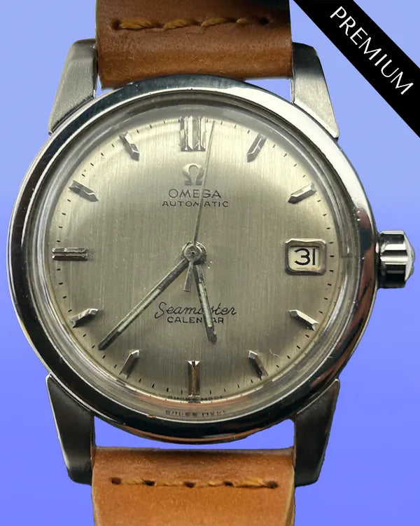 Omega Seamaster 34.5MM Silver Dial Aftermarket Leather Strap (2846/48)