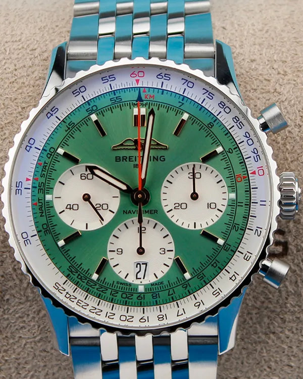 2024 Breitling Navitimer 1 B01 Chronograph 41MM Green Dial Steel Bracelet (AB0139211L1A1)