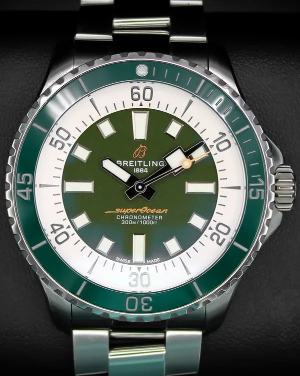 2022 Breitling Superocean 44MM Green Dial Steel Bracelet (A17376)