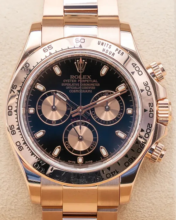 2015 Rolex Cosmograph Daytona 40MM Black Dial Rose Gold Oyster Bracelet (116505)