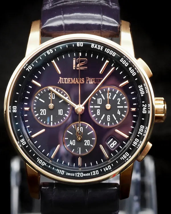 2020 Audemars Piguet Code 11.59 Chronograph 41MM Purple Dial Leather Strap (26393OR.OO.A616CR.01)