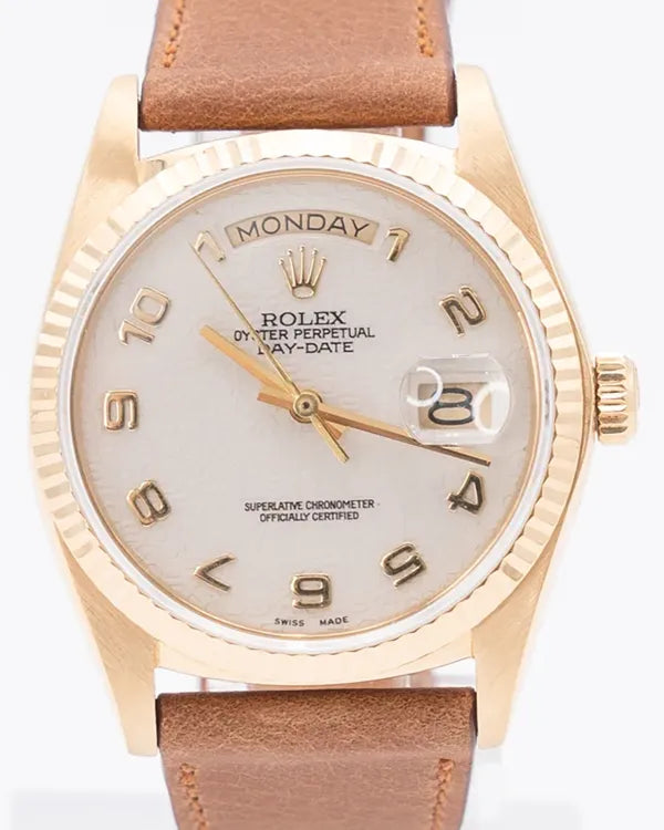 Rolex Day-Date 36MM Cream Dial Leather Strap (18038)